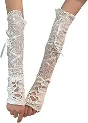 [Generic] Long Fingerless Lace Gloves Women Arm Warmers Goth Arm Sleeve Gloves UV Protection Lace Arm Sleeve