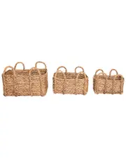 Baum Set of 3 Jumbo Rectangular Braided Rush Baskets