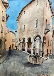 Original Watercolor Painting “ Italian Alps Town “10” x 14" NOT A PRINT