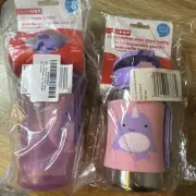 Set Of 2 Zoo Stainless Steel Little Kid Straw Bottle Narwhal
