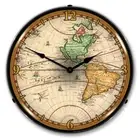 Nostalgic Vintage Style World Map Backlit LED Lighted Wall Clock Sign NEW