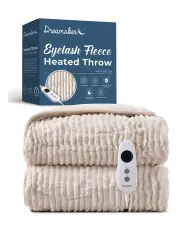 [Dreamaker] Eyelash Fleece Reversible Electric Heated Throw Blanket in Natural