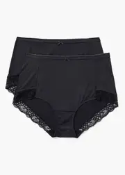 [Taking Shape] Taking Shape 2pk Micro Lace Trim Briefs Size 26 in Black - Plus Size Women's Underwear Black