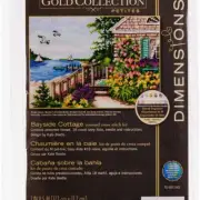 Golden Shores Cross Stitch Kit - Coastal Cottage Collection, 18 Count Ivory Aida