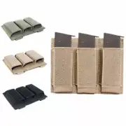 Tactical Molle 9mm Triple Magazine Pouch Pistol Mag Baton Flashlight Holders