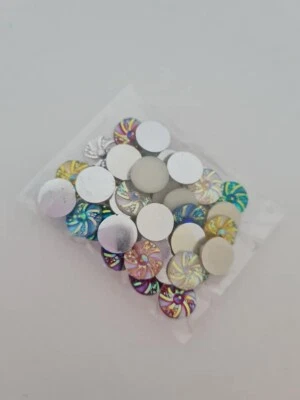 40 mixed 10 mm whirlwind round flat back rhinestone scrapbooking buttons