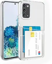 XIMIZU Samsung Galaxy S20 FE 5G Case with 2 Card Holder, Slim Clear Flexible TPU Shockproof Protective Phone Cover with 2 Card Slot Wallet Case for S20 FE 5G