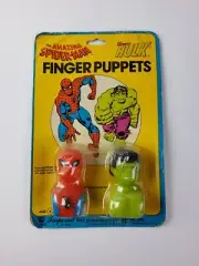 Vintage 1978 Marvel Spider-Man & Incredible Hulk Finger Puppets Imperial Toy NOS