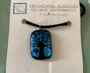Handcrafted Dichroic Fused and Etched Glass Tree of Life Pendant
