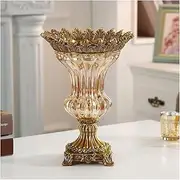 Gold Glass Vases Modern Nordic Crystal Vase Decorative Vase with Resin Base Glass Flower Vase Home Living Room Decor Centerpiece Vases for Office Wedding Bedroom Mantel