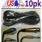 Lot10 25ft XLR~1/4" Mono Professional Microphone Audio Cable/Cord 3pin~6.3mm TS