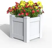 Hamptons PVC Planter Box Square PVC & UV Garden Decoration Plant Plants, PVC Square Planter Box