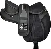 Sazaar Tack Freemax English Horse Saddle without Synthetic Shaft with Matching Girth and Aluminium Brackets, Pair Set
