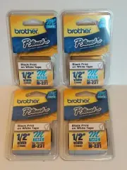 Brother P-touch M-231 Label Tape Black On White Set Of 4