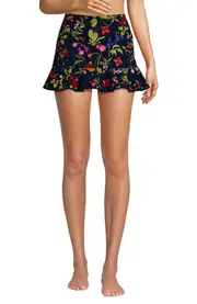 Lands' End Ruffle Hem Mini Swim Skirt in Deep Sea Multi Garden Floral at Nordstrom, Size 10