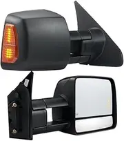 Towing Mirrors Pair Power Heated Defrost Tow Mirror With Signal Light Manual Controlling Compatible For Toyota Tundra 2007-2016
