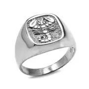 Sterling Silver Scorpio Mens Zodiac Sign Ring