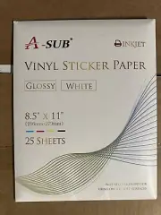 A-SUB Printable Clear Vinyl Sticker Paper Waterproof Inkjet Transparent 8.5x11