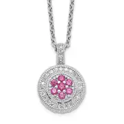 Sterling Silver Brilliant Embers Rhodium-Plated 63 Stone 18 Inch Micro Pav Red And White Cz Necklace With 2 Extender