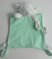 Carters Mint Green White Lamb Sheep Rattle Plush Baby Pacifier Security Blanket