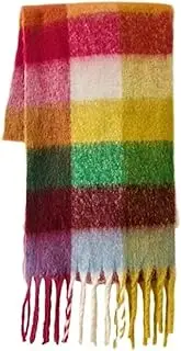 [GLigeT] Scarf Fashionable And Versatile Scarf, Rainbow Plaid Scarf, Thickened Warm Scarf, Brushed Tassel Scarf Chunky Oversized Winter/Fall