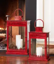 Melrose Lanterns, Candle Holder Rustic Decorative Hanging Metal and Glass, 20" x