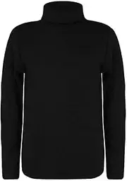 [TIAUK] Kids Turtleneck Long Sleeve Plain Basic Roll Neck Top Girls Boys Jersey Polo Top, Black, 9-10 Years