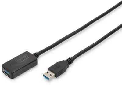NEW DIGITUS USB-A 2.0 EXTENSION CABLE, 16 Feet, Black, MALE TO FEMALE