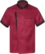 [TiaoBug] Unisex Chef Coat Men's Short Sleeve Chef Jacket Restaurant Kitchen Cooking Chef Top Uniform