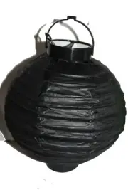 6 Battery-operated, Solid Color Chinese / Japanese Paper Lanterns 8" Black Green