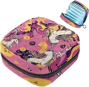 Period Bag,Sanitary Napkin Storage Bag,Unicorns Clouds Rainbow Love,Tampon Bag for Purse