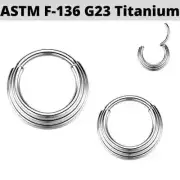 16G Titanium Triple Layered Stacked Hoop Hinged Clicker Septum Nose Nostril Ring