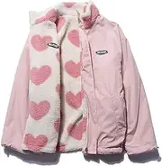 [Sumleno] Women's Fleece Sherpa Jackets Reversible Kawaii Heart Print Fuzzy Zip Up Cutecore Coats Aesthetic Y2k Gyaru Clothes