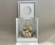 Authentic CHANEL Glass Snow Globe Snow Dome 2023 Novelty Champagne Gold Used F/S