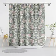 William Morris Vintage Floral Shower Curtain,Botanical Blue/Pink Shower Curtain Sets for Bathroom with 12 Hooks,Elegant Chic Decorative Curtain for...