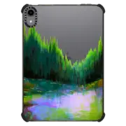 iPad mini (6th gen) iPad Impact Case WOODLAND ECHOES 4, FOREST TREES NATURE RAINBOW ABSTRACT MOUNTAINS PAINTING