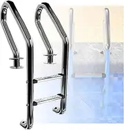 Swimming Pool Ladder,2/3-Step Double Handrails Stairs,Preventing Slips Heavy Duty Steps,for Backyard Pool Home,Bearing Weight 250kg(2 Steps)