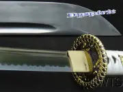 Handmade Japanese Samurai Sword Golden Ocean Tsuba Katana Full Tang
