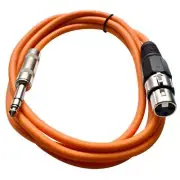 6 Foot Orange XLR Female to TRS Patch Cables PA DJ Cords XLRF to 1/4"