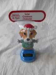 NEW Solar Powered Dancing Merry Christmas Santa Dog Puppy Paws Bobble Head Toy