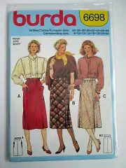 NEW Vintage BURDA Sewing Pattern Skirt w/ Pockets Straight Pencil Career 80 6698