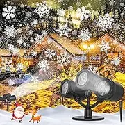 Snowflake Projector Light, Snowflake LED Christmas Light Projector - Waterproof Holiday Decorations for Outdoor Yard and Home