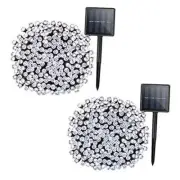 Solar LED Christmas String Lights - 72ft 200 LED 8 Modes 2 Pack Natural White