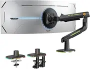 [NB ERGONOMIC] RGB Gaming Monitor Arm for Flat Ultrawide Curved Monitors 32 to 60 inch, Heavy Duty Stand Load up to 20 kg, VESA 75/100 mm Monitor Mount F5-G
