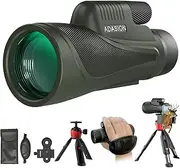 12x56 HD Monocular Telescope with Smartphone Adapter, Upgraded Tripod, Hand Strap - High Power Monocular with Clear Low Light Vision for Star Watching - Lightweight Monocular for Bird Watching Hunting