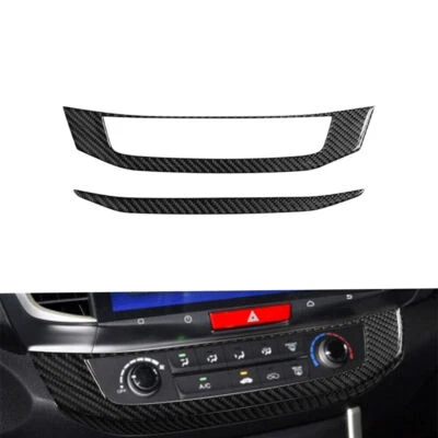 2Pcs For Honda Accord 2013-17 Carbon Fiber Console AC Switch Panel Trim Cover