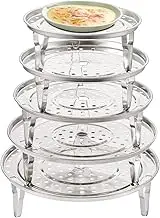 Emapoy 5 Sizes Stainless Steel Steamer Rack, Pressure Cooker Canner Rack & Cooling Rack with Detachable Legs, Round Pot Steaming Tray for Baking Cooking Steaming