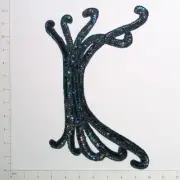 Long Swag Sequin Patch Applique, Black Aurora Borealis
