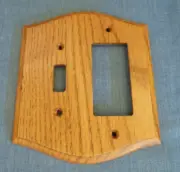 Vtg Wood Switch Cover Wal Plate Light Medium Oak Toggle & Rocker GFCI NO SCREWS