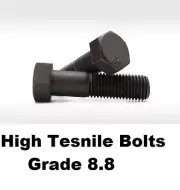 Qty 5 Hex Head Bolt 7/16" UNF x 3" Black High Tensile Grade 8 Screw
